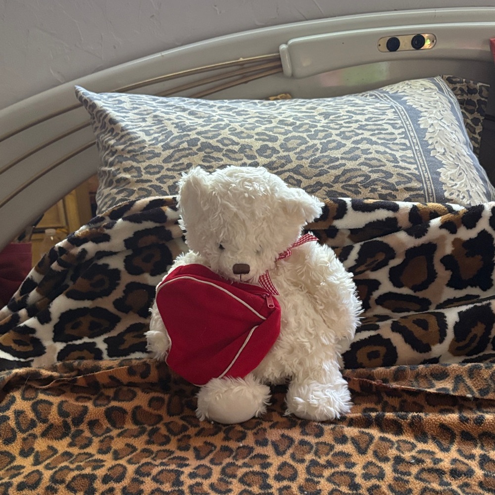 White Teddy Bear with Red Heart